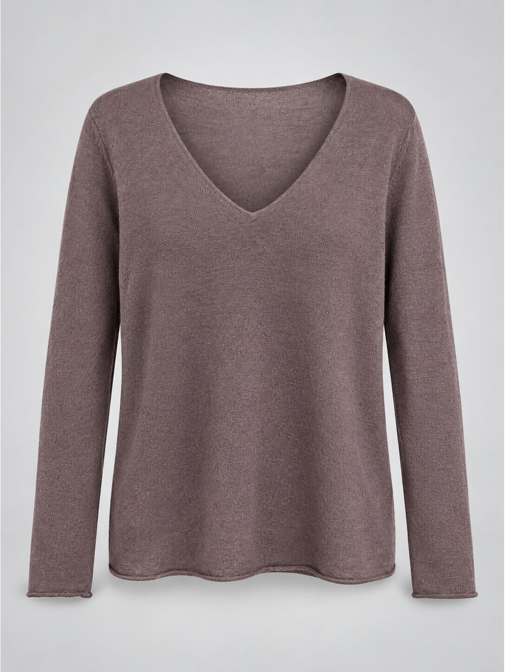 Wrap London Women's US 18 100% Baby Alpaca Mauve V-Neck Sweater